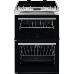 AEG CCX6530ACM 60cm Double Oven Electric Cooker with Ceramic Hob - Stainless Steel