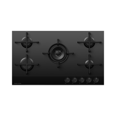 Fisher & Paykel 90cm Black Glass Gas Hob Model CG905DNGGB4