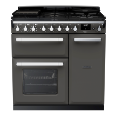 Rangemaster ESDL90DFP/CM Estel Deluxe 90 Dual Fuel Range Cooker with Chrome Trim