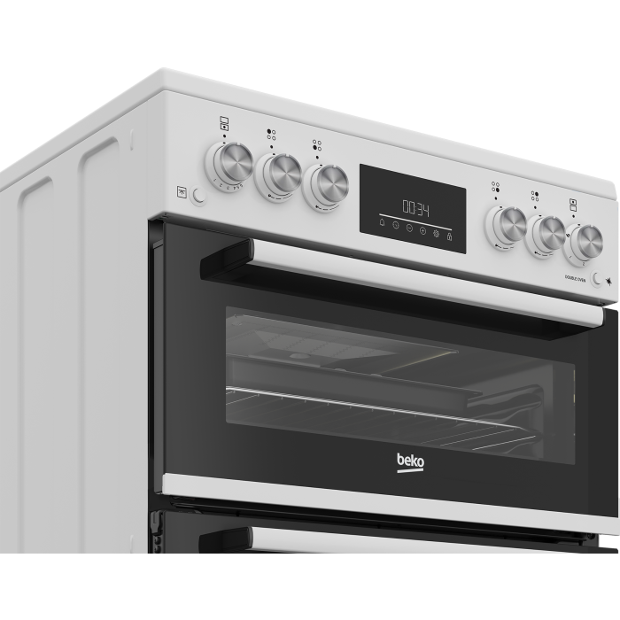 Beko EDG6231W  60cm Twin Cavity Gas Cooker with Enamel Hob - White