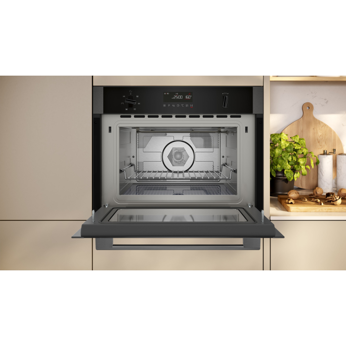 Neff 44L Built-In Microwave Oven in Graphite Grey with Hotair Technology