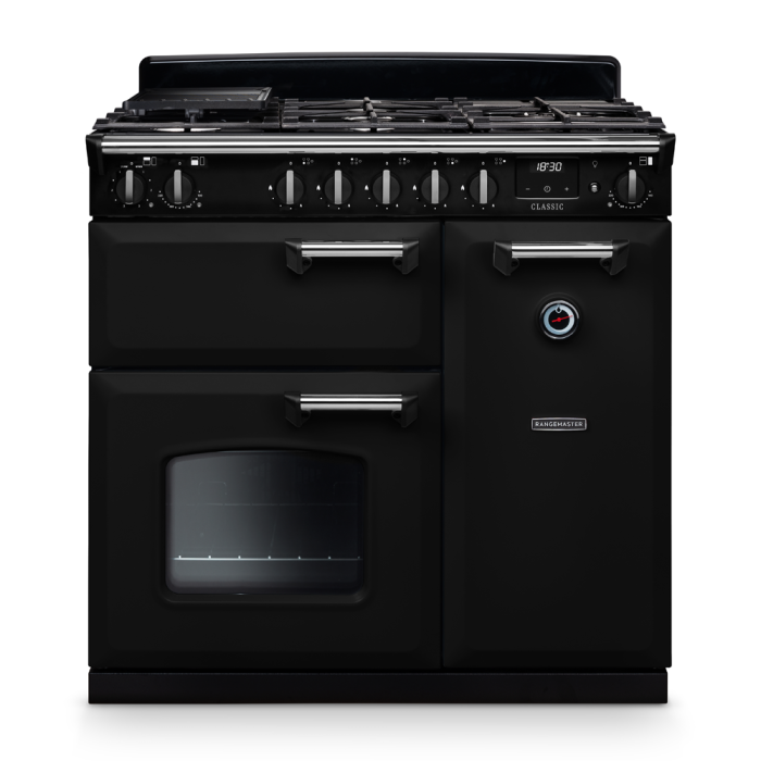 Rangemaster CL90DFP/CM1 Classic 90 Dual Fuel Range Cooker with Chrome Trim