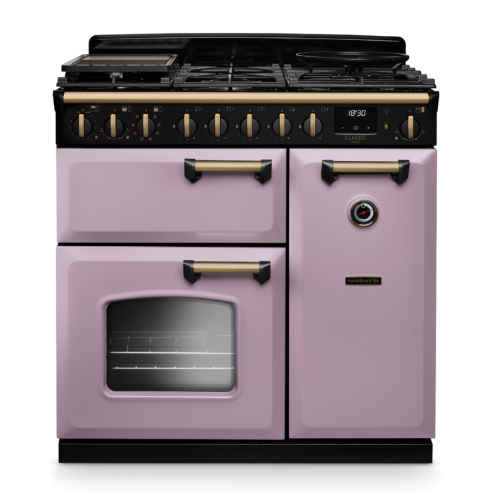 Rangemaster CLDL90DFP/AB Classic Deluxe 90 Dual Fuel Range Cooker with Antique Brass Trim