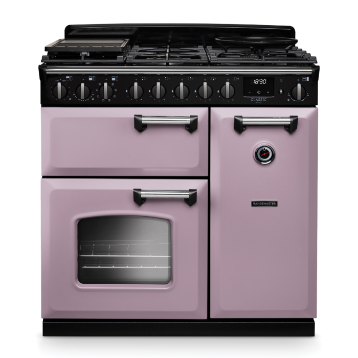 Rangemaster CLDL90DFP/CM Classic Deluxe 90 Dual Fuel Range Cooker with Chrome Trim