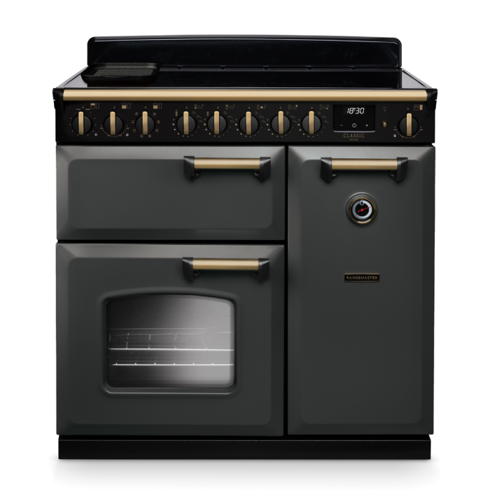 Rangemaster CLDL90EIP/AB Rangemaster Classic Deluxe 90 Induction Range Cooker with Antique Brass Trim
