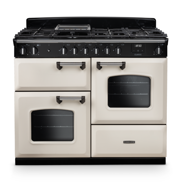 Rangemaster CLO110DFP/CM1 Classic 110 Dual Fuel Range Cooker with Chrome Trim