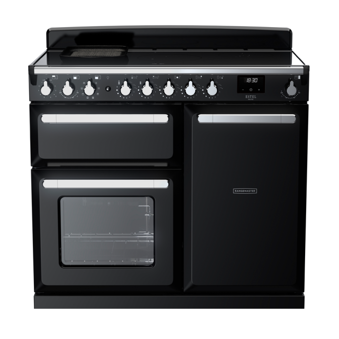 Rangemaster ESDL100EIP/CM Estel Deluxe 100 Induction Range Cooker with Chrome Trim