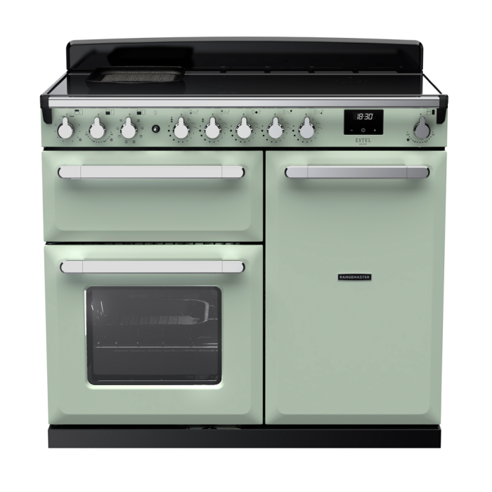 Rangemaster ESDL100EIP/CM Estel Deluxe 100 Induction Range Cooker with Chrome Trim