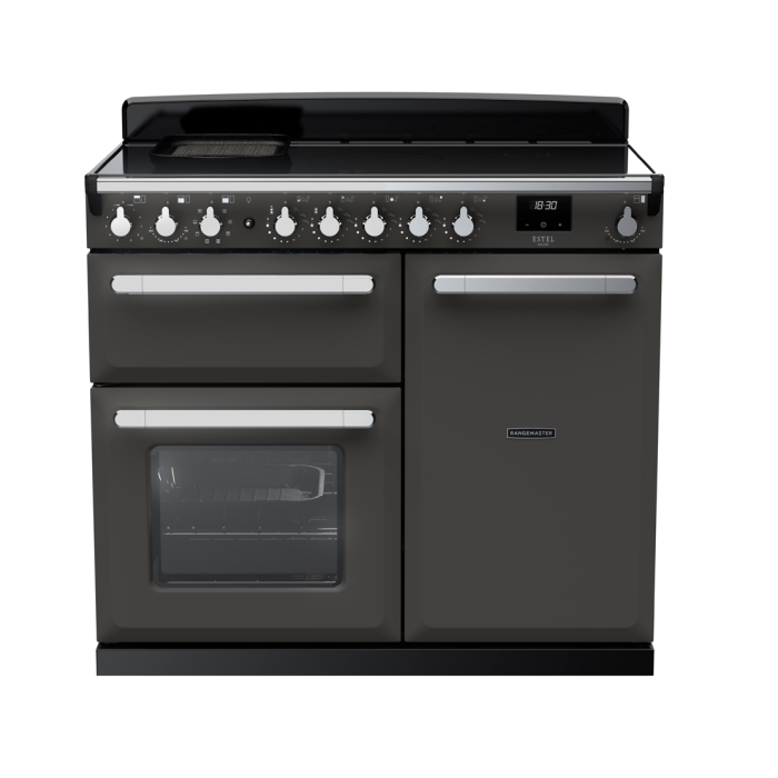 Rangemaster ESDL100EIP/CM Estel Deluxe 100 Induction Range Cooker with Chrome Trim