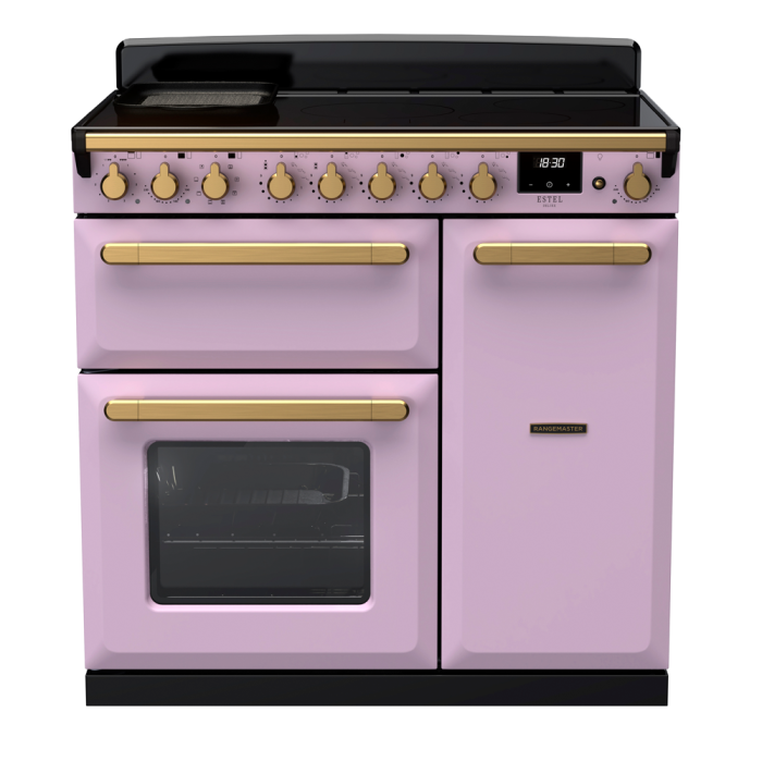 Rangemaster ESDLB90EIP/AB Estel Deluxe 90 Induction Range Cooker with Antique Brass trim