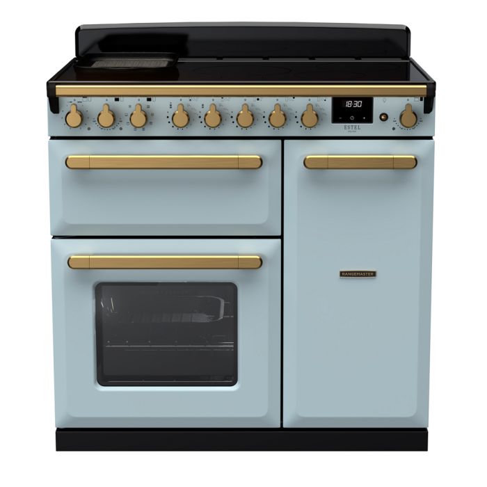 Rangemaster ESDLB90EIP/AB Estel Deluxe 90 Induction Range Cooker with Antique Brass trim