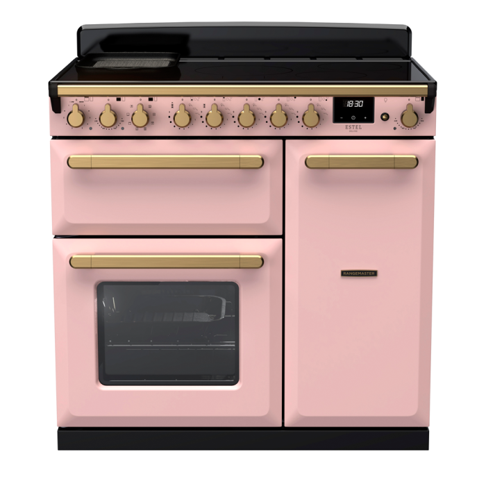 Rangemaster ESDLB90EIP/AB Estel Deluxe 90 Induction Range Cooker with Antique Brass trim
