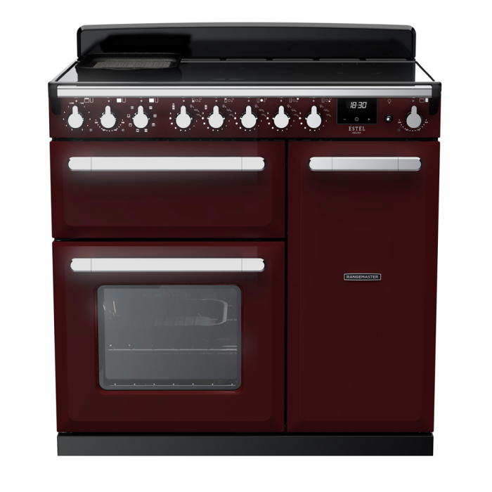 Rangemaster ESDL90EIP/CM Estel Deluxe 90 Induction Range Cooker with Chrome Trim