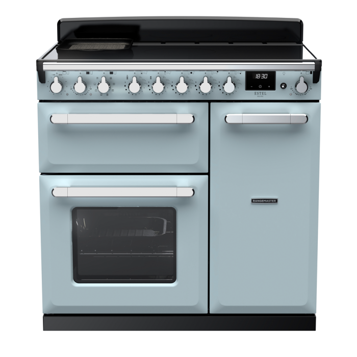 Rangemaster ESDL90EIP/CM Estel Deluxe 90 Induction Range Cooker with Chrome Trim