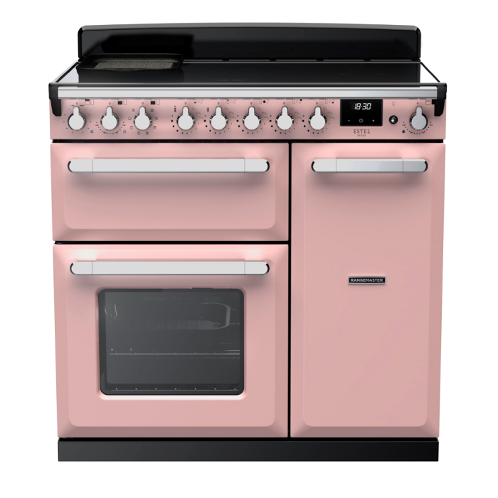 Rangemaster ESDL90EIP/CM Estel Deluxe 90 Induction Range Cooker with Chrome Trim