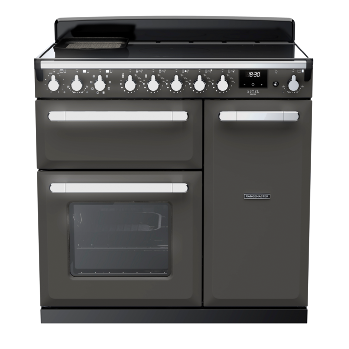 Rangemaster ESDL90EIP/CM Estel Deluxe 90 Induction Range Cooker with Chrome Trim
