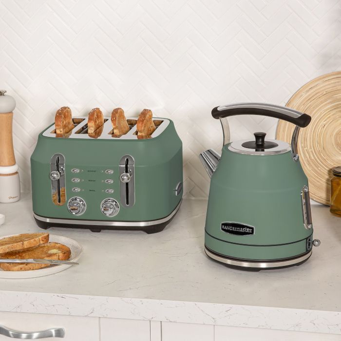 Rangemaster RMCL4S201MG 4 Slice Toaster - Mineral Green