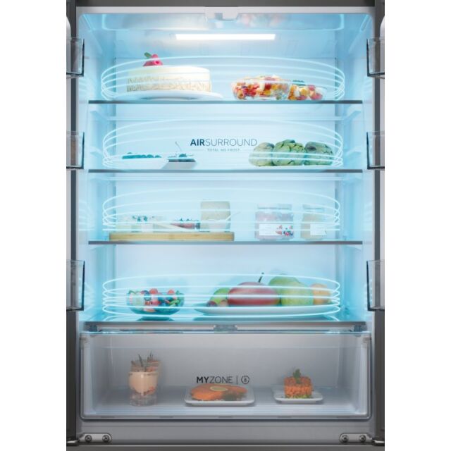 Haier HFR3718ENMD  70cm 60/40 Total No Frost Fridge Freezer - Dark Inox