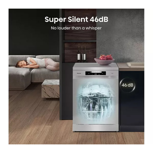 Hisense HS642D90XUK Dishwasher 14 Place Settings Steel