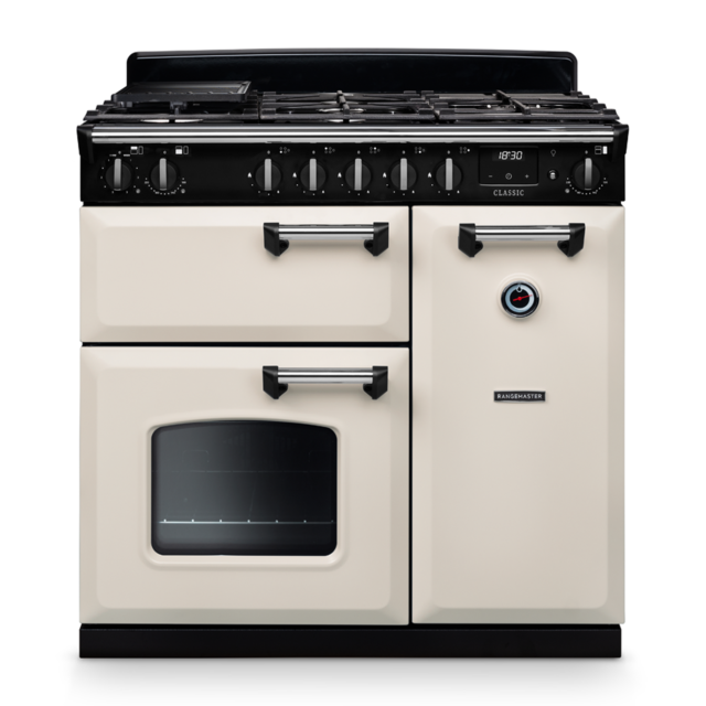 Rangemaster CL90DFP/CM1 Classic 90 Dual Fuel Range Cooker with Chrome Trim