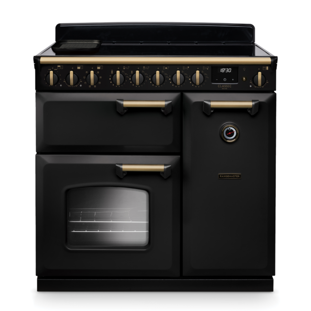 Rangemaster CLDL90EIP/AB Classic Deluxe 90 Induction Range Cooker with Antique Brass Trim