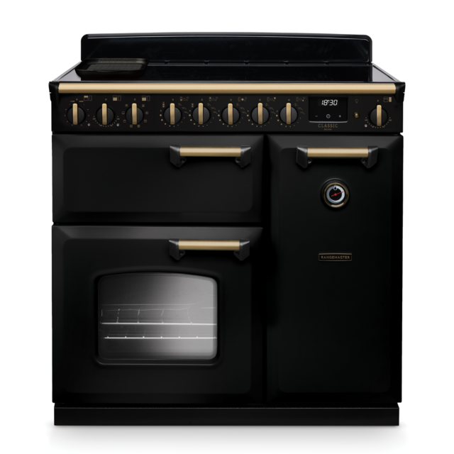 Rangemaster CLDL90EIP/AB Classic Deluxe 90 Induction Range Cooker with Antique Brass Trim