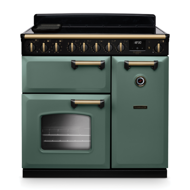 Rangemaster CLDL90EIP/AB Classic Deluxe 90 Induction Range Cooker with Antique Brass Trim