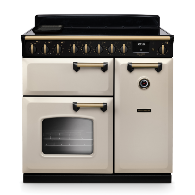 Rangemaster CLDL90EIP/AB Classic Deluxe 90 Induction Range Cooker with Antique Brass Trim