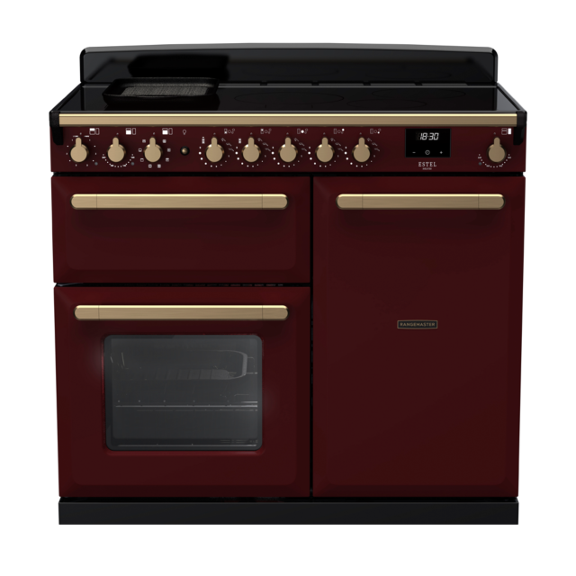 Rangemaster ESDL100EIP/AB Estel Deluxe 100 Induction Range Cooker with Antique Brass Trim