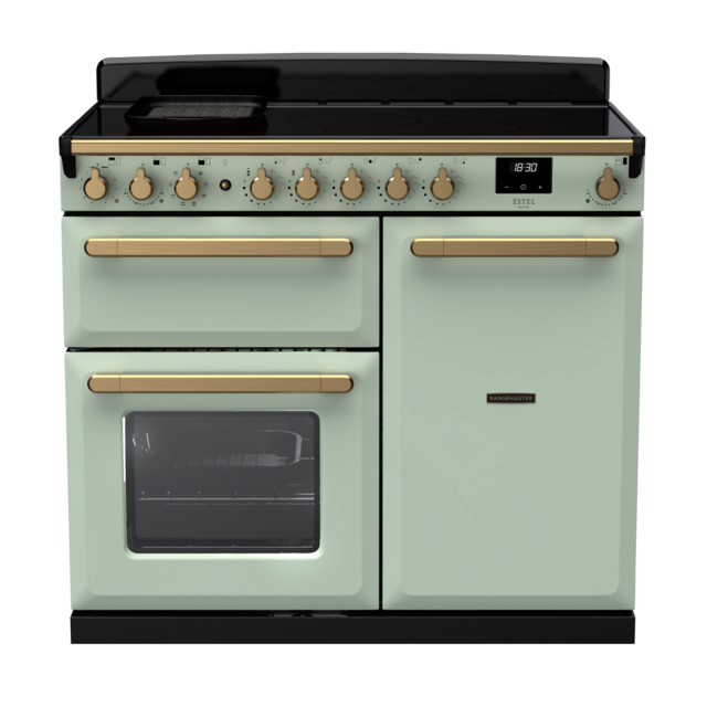 Rangemaster ESDL100EIP/AB Estel Deluxe 100 Induction Range Cooker with Antique Brass Trim