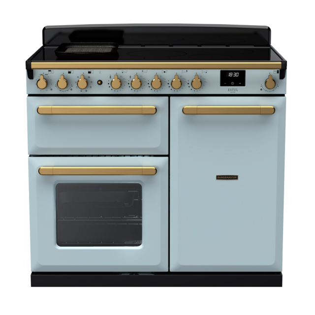 Rangemaster ESDL100EIP/AB Estel Deluxe 100 Induction Range Cooker with Antique Brass Trim
