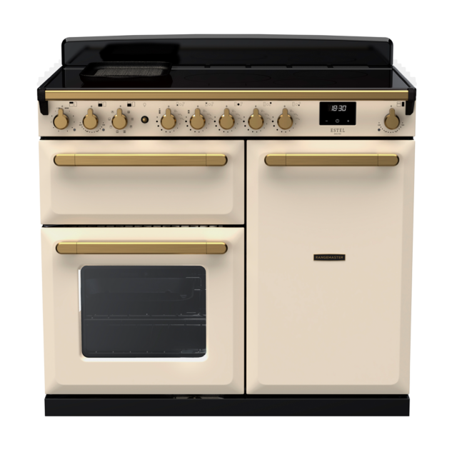 Rangemaster ESDL100EIP/AB Estel Deluxe 100 Induction Range Cooker with Antique Brass Trim