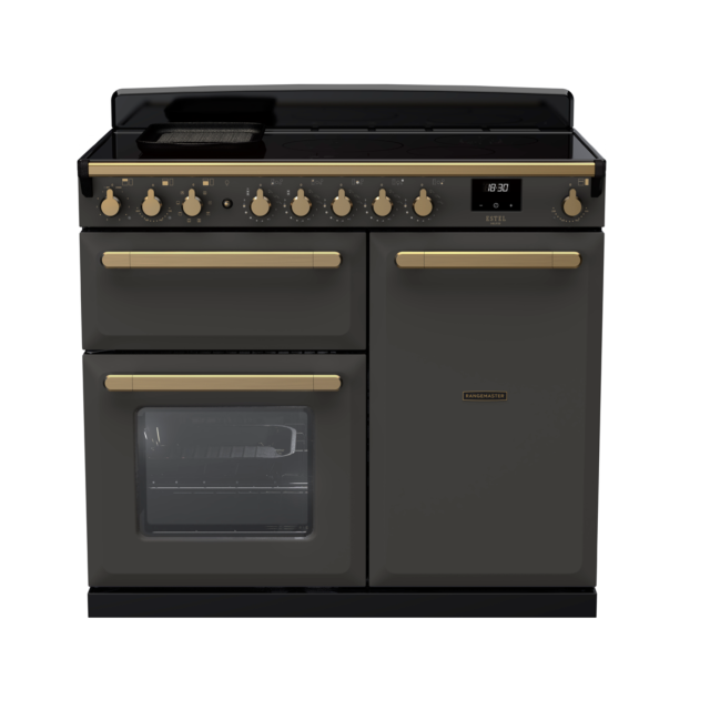 Rangemaster ESDL100EIP/AB Estel Deluxe 100 Induction Range Cooker with Antique Brass Trim