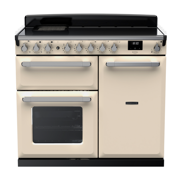 Rangemaster ESDL100EIP/CM Estel Deluxe 100 Induction Range Cooker with Chrome Trim