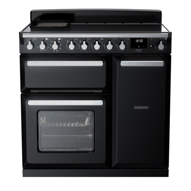 Rangemaster ESDL90EIP/CM Estel Deluxe 90 Induction Range Cooker with Chrome Trim