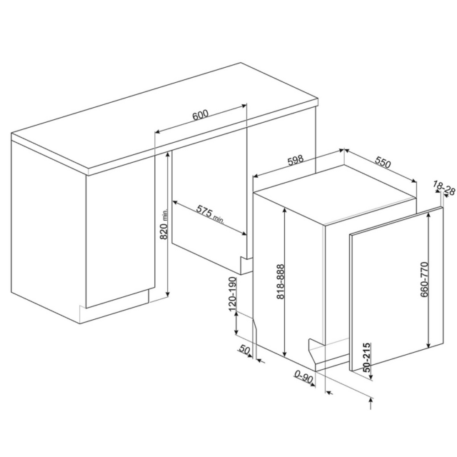 Smeg DIL331C Integrated Dishwasher 13 Place Settings